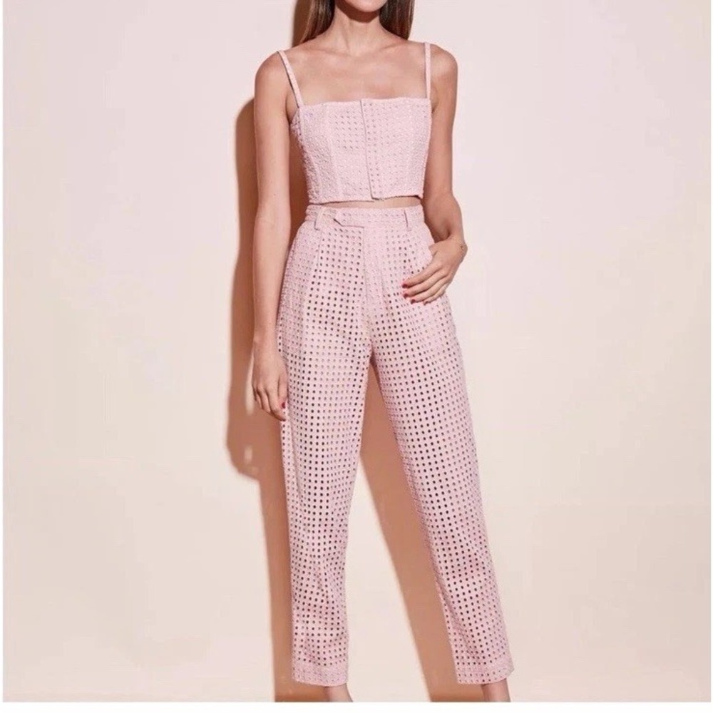 Fleur Du Mal Pink Eyelet Tapered Pants Size 0